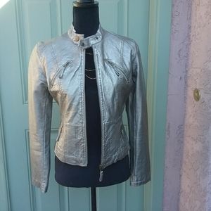 Forever 21 Dark Silver Biker Style Jacket - Size SP